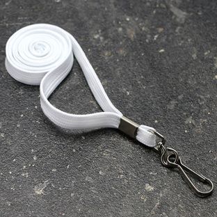 Lanyard, 10 mm breed wit  | met draaibare metalen haak 