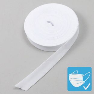 Biaisband, polyester, 20 mm (rol á 25 m) wit 