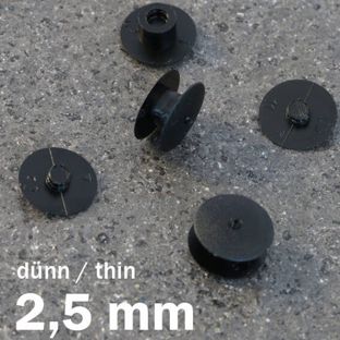 Kunststof drukknopjes, dunne uitvoering zwart  | 2.5 mm | 10 mm