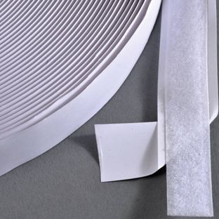 Klittenband, zelfklevend, luskant (rol á 25 m) 20 mm | wit 