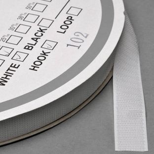 Klittenband, vernaaibaar, haak (rol met 25 m) 20 mm | wit 