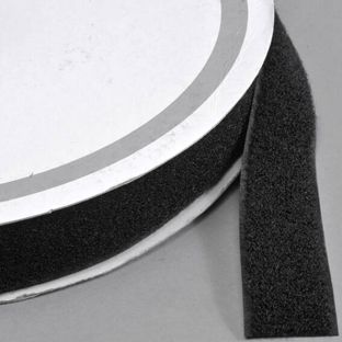 Klittenband, vernaaibaar, lus (rol met 25 m) 25 mm | zwart 