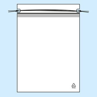Plastic zakjes met trekkoordjes, PE-folie 50 µm 100 x 120 mm 