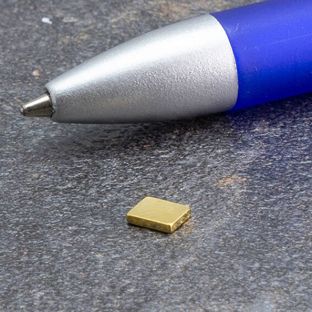 Neodymium blokmagneten rechthoekig, verguld 5 x 4 mm  | 1 mm