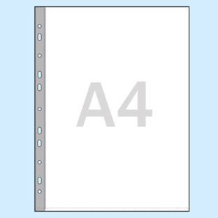 Showtassen, A4 Inhangstrook: wit versterkt, met 11-gaats perforatie  | 80 µm