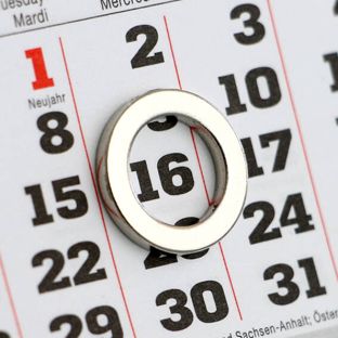 Ringmagneet, datumwijzers t.b.v. bureaukalender, neodymium, N40, vernikkeld, incl. bijbehorend metalen basisplaatje 15 mm | 10 mm