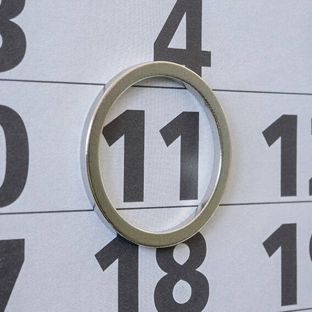 Ringmagneet, datumwijzers t.b.v. bureaukalender, neodymium, N40, vernikkeld, incl. bijbehorend metalen basisplaatje 25 mm | 20 mm