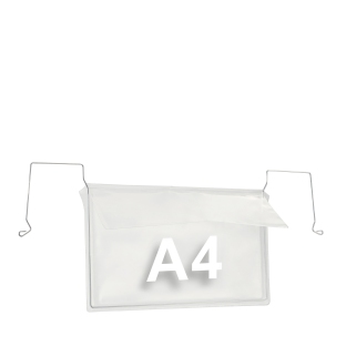 Draadbeugel zakken voor A4, lange zijde geopend, met klep 