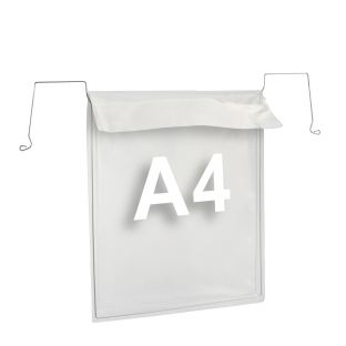 Draadbeugel zakken voor A4, korte zijde geopend, met klep 