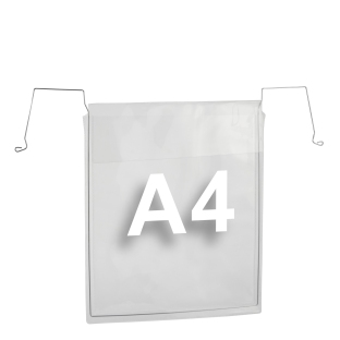 Draadbeugel zakken voor A4, korte zijde geopend, met klep, 180 µm 