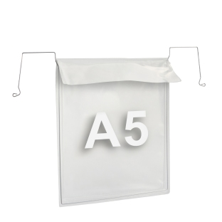 Draadbeugel zakken voor A5, korte zijde geopend, met klep 