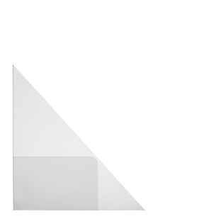 Driehoek insteekhoezen met visitekaarthouder, zelfklevend, PP-folie, transparant 150 x 150 mm – linkerzijde