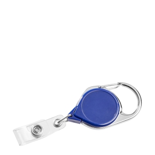 Badge jojo met karabijnhaak en clip, blauw 