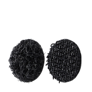 Klittenbandrondjes op vel, set van haak en lus 10 mm | zwart