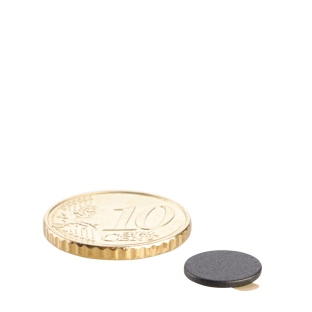 Neodymium magneetrondjes, zelfklevend, zwart, 10 mm x 1 mm, N35 