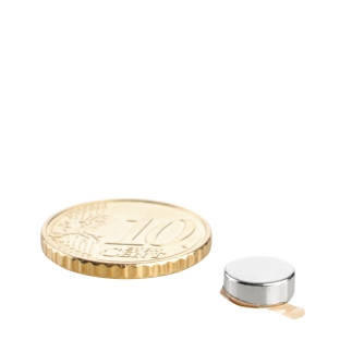 Neodymium magneetrondjes, zelfklevend, 10 mm x 3,5 mm, N35 
