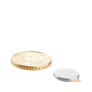 Neodymium magneetrondjes, zelfklevend, 12 mm x 1,5 mm, N35 