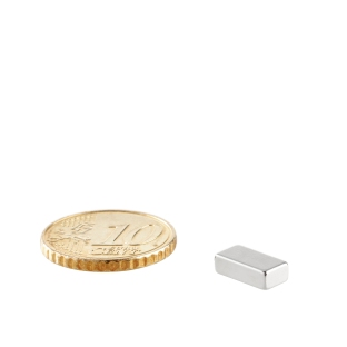 Neodymium blokmagneten rechthoekig, vernikkeld 10 x 5 mm | 3 mm