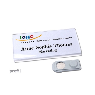 Naambadges Profil 40 smag® magneet transparant 