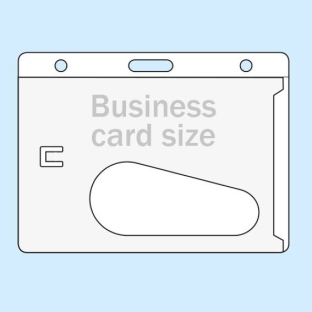 Badges voor visitekaartje/creditcard, hard plastic, met ronde perforatie en sleuf 