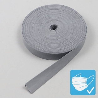 Biaisband, polyester, 20 mm (rol á 25 m) grijs