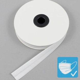 Biaisband, katoen en polyester, 20 mm (rol á 25 m) wit