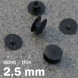 Kunststof drukknopjes, dunne uitvoering zwart | 2.5 mm
