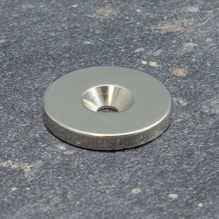 Neodymium magneetrondje met verzonken gat 27 mm