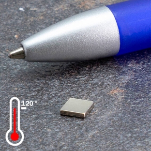 Neodymium blokmagneten rechthoekig, vernikkeld 5 x 5 mm | 1 mm