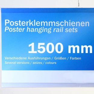 Posterstrips kunststof 1500 mm | transparant | 2 ophangoogjes