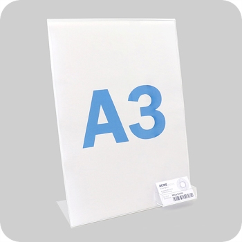 L-standaard A3, staand formaat, visitekaarthouder, acryl, transparant 