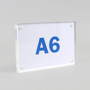 Kaarthouder/tafeldisplay A6, dwars/liggend formaat, acrylaatglas, magneetsluiting 