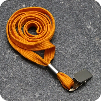Lanyard, 10 mm breed oranje | met bulldog clip