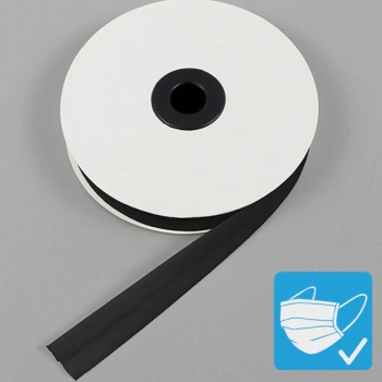 Biaisband, katoen en polyester, 20 mm (rol á 25 m) zwart