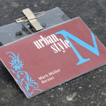 Naamplaatjes/badges, 90 x 58 mm, combi-klem (speld & clip) | hard-PVC