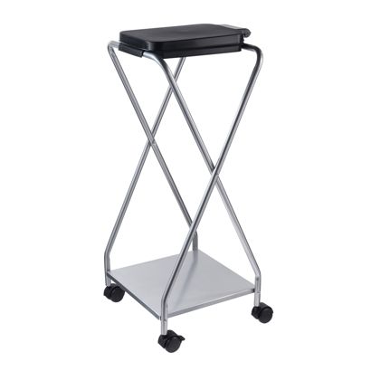 Afvalzakhouder 120 l met deksel, met wieltjes, 1 vak, staal 