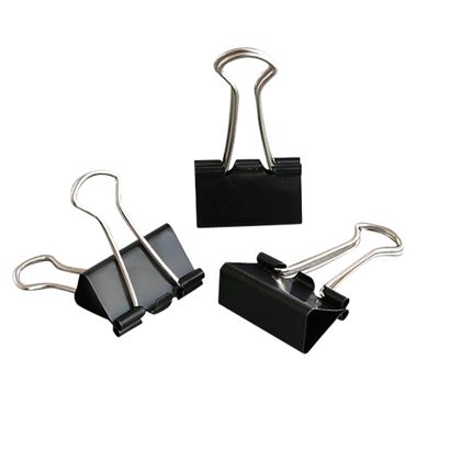 Foldback papierclips, zwart 25 mm