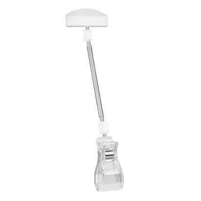 Sign-Clip met grote klem en prijskaarthouder, 10 cm verlenging, transparant 