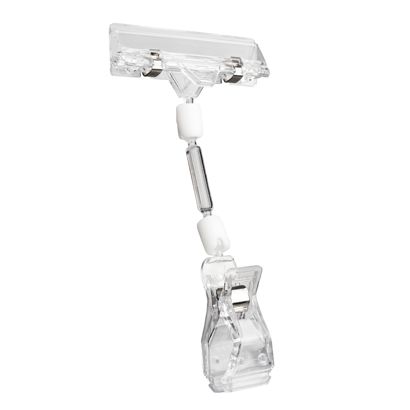 Sign-Clip met grote klem en prijskaarthouder, 5 cm verlenging, transparant 5 cm verlenging