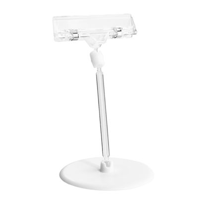 Sign-Clip met prijskaarthouder en zelfklevende voet (ø 90 mm), 10 cm verlenging,  transparant 