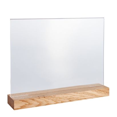 Acryl tafelstandaard met houten voet Eiken  | A4  | dwars/liggend formaat 