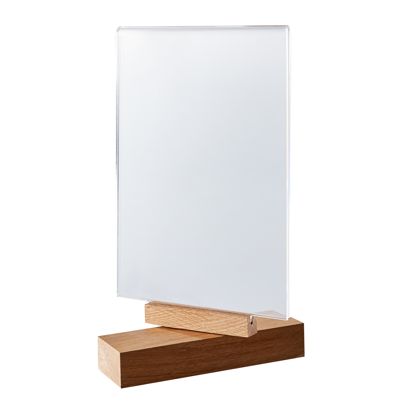 Tafelstandaard draaibaar, met acryl display en houten basis A5 
