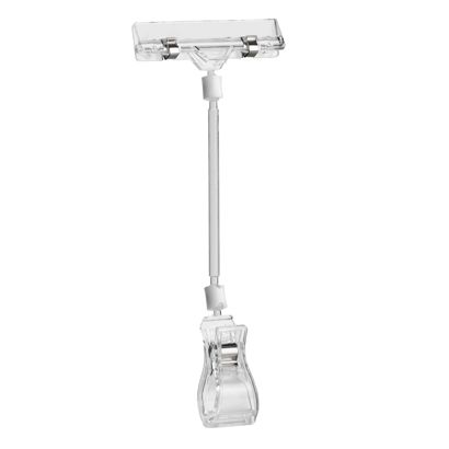 Sign-Clip met grote klem en prijskaarthouder, 10 cm verlenging, transparant null