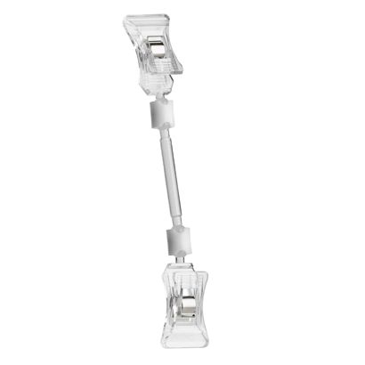 Sign-Clip met 2 kleine klemmen, 6 cm verlenging, transparant 6 cm verlenging