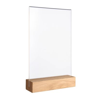 Tafelstandaard MODUL, acrylglashoes met houten voet null | null | A5