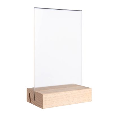 Tafelstandaard MODUL, acrylglashoes met houten voet null | null | A6