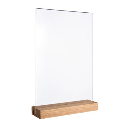 Tafelstandaard MODUL, acrylglashoes met houten voet null | null | A4