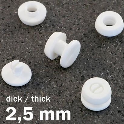 Kunststof studs, dikke uitvoering wit  | 2.5 mm