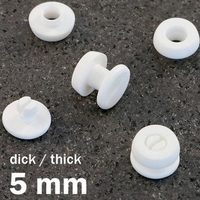 Kunststof studs, dikke uitvoering wit  | 5 mm