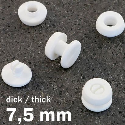 Kunststof studs, dikke uitvoering wit  | 7.5 mm